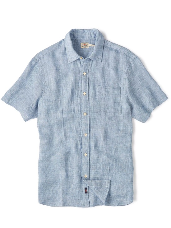 Faherty Other - NWT Faherty Mens SS Palma Linen Short Sleeve Shirt Blue Basket Weave Size Medium
